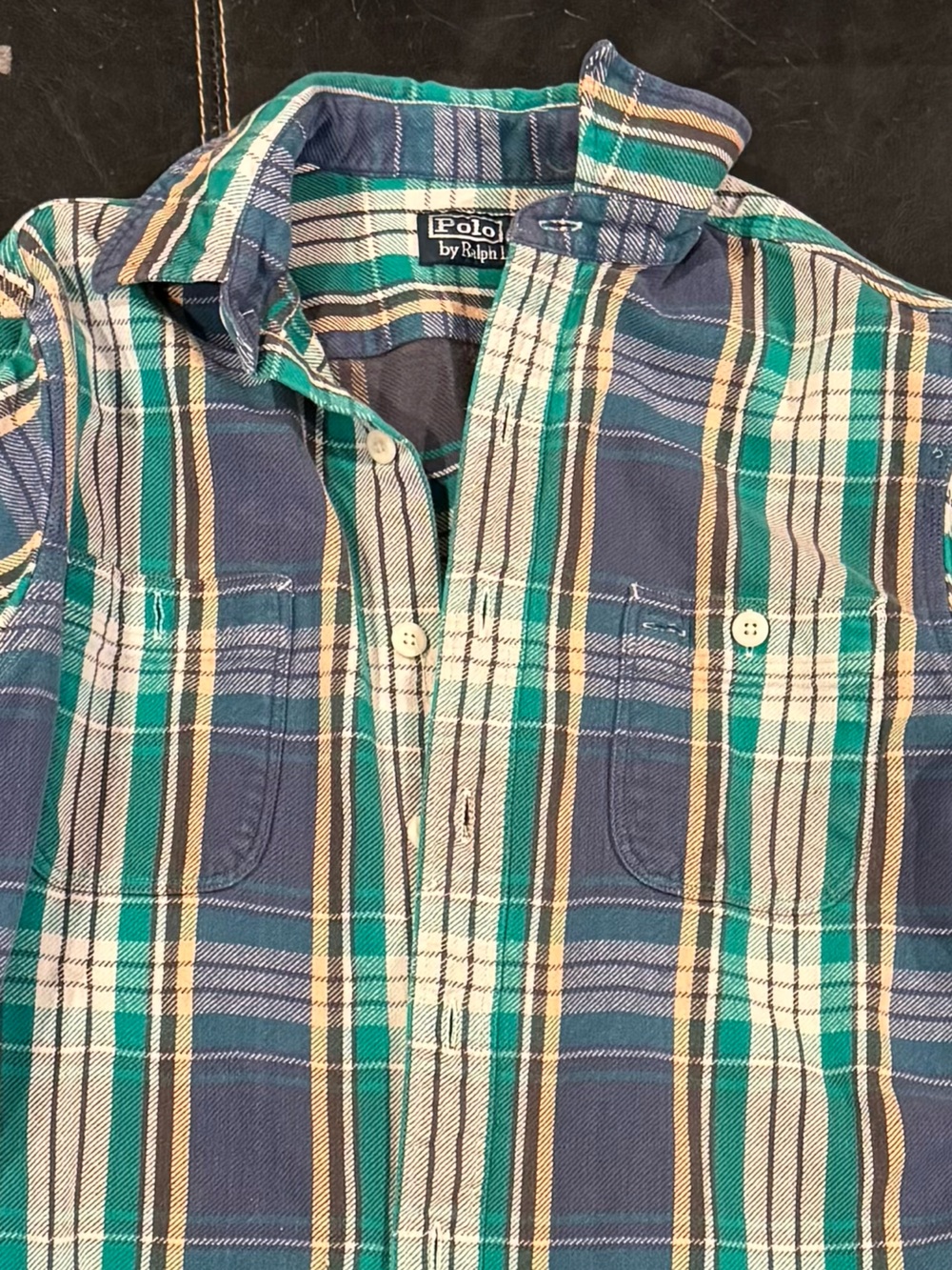 Polo by Ralph Lauren Navy, Teal & Cream Plaid Button-Down Shirt
